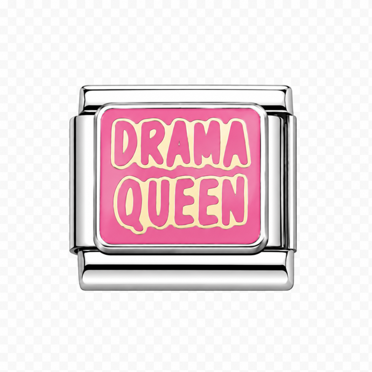 Drama Queen pink Italian Charm — Silver