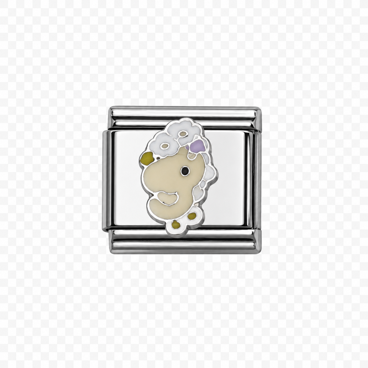 Duck with Flower Crown Italian Charm — Silver