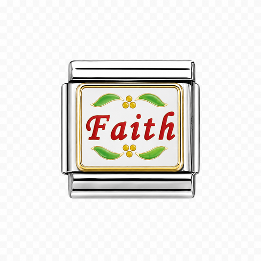 Faith with accents Italian Charm — Silver