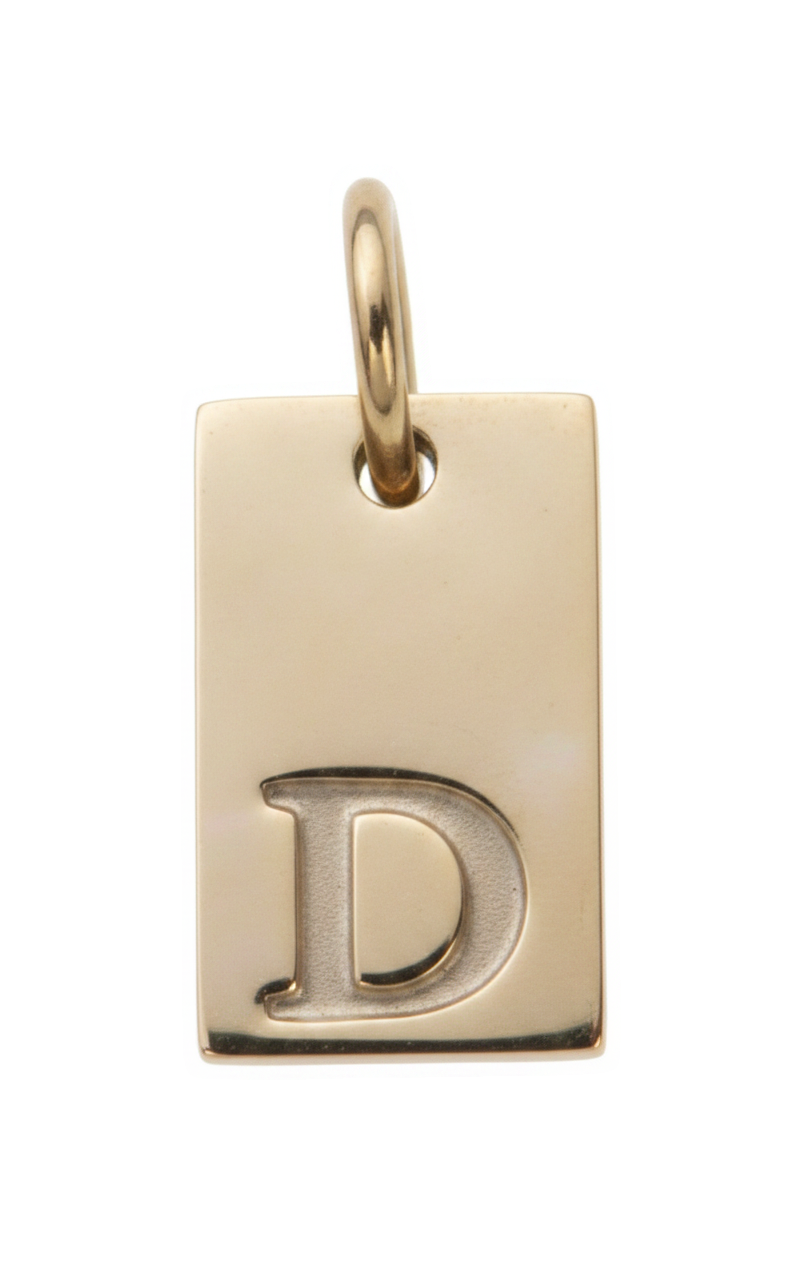 Square Initial Charm Gold D