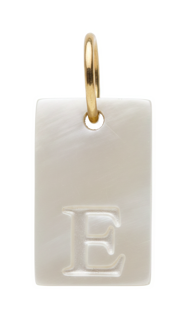 Square Initial Charm Gold E