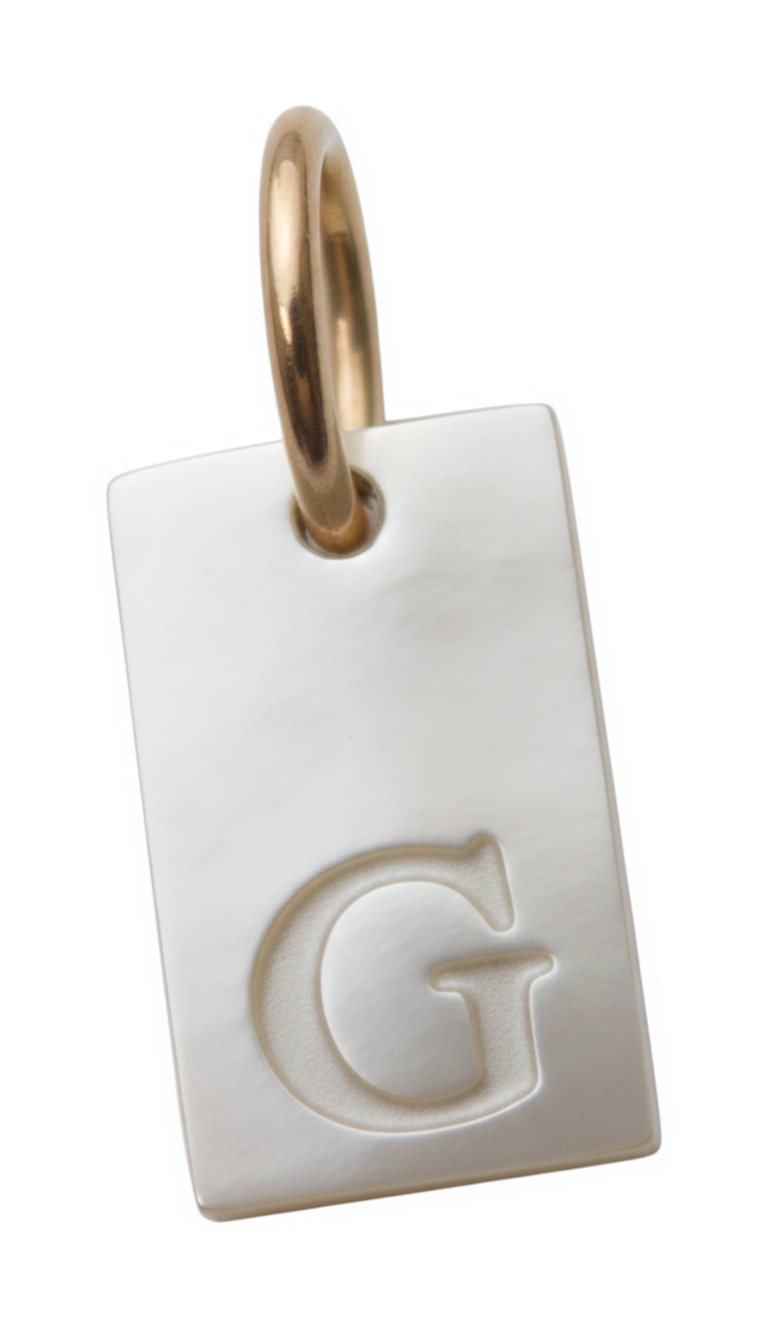 Square Initial Charm Gold G