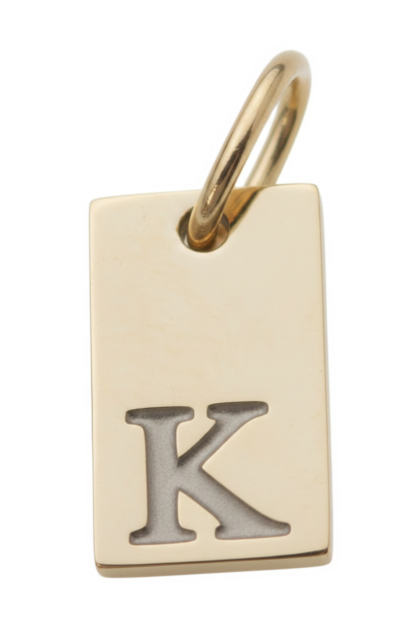 Square Initial Charm Gold K