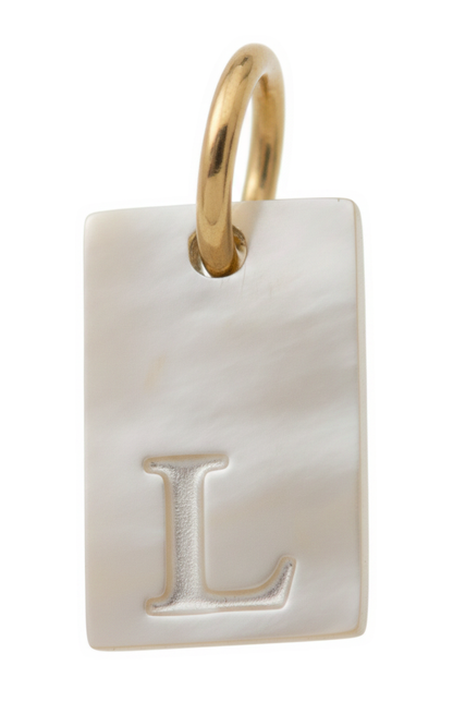 Square Initial Charm Gold L