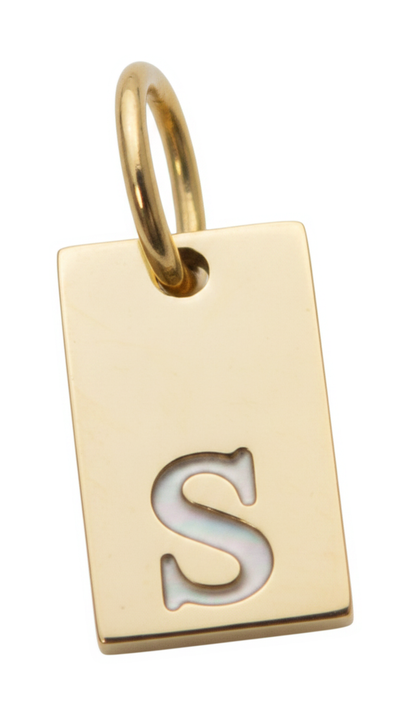 Square Initial Charm Gold S
