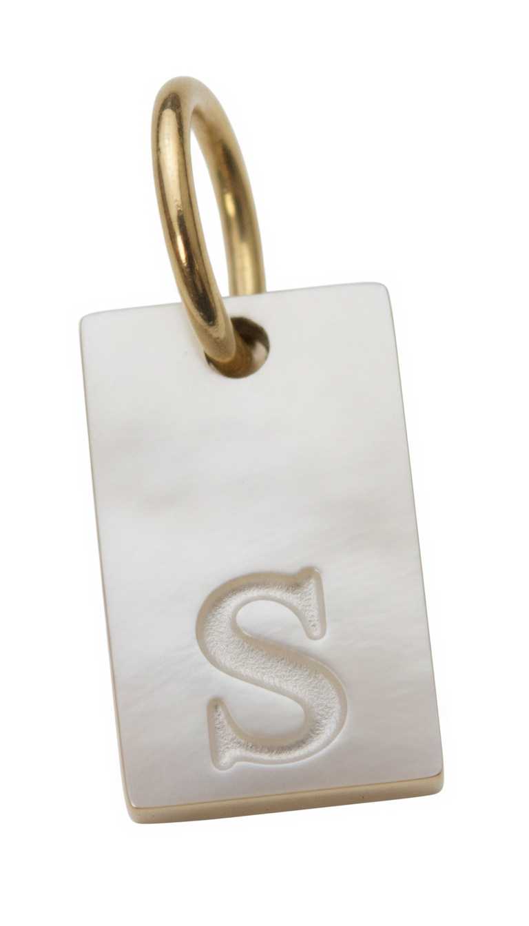 Square Initial Charm Gold S
