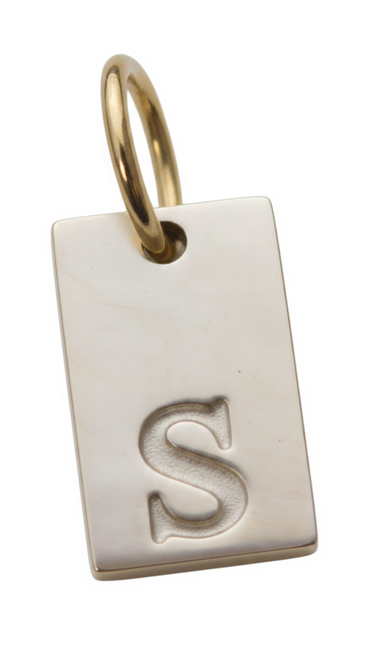Square Initial Charm Gold S