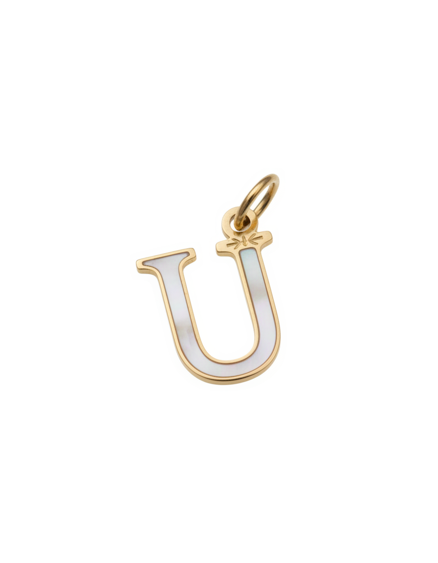 Elegant Initial Charm Gold U