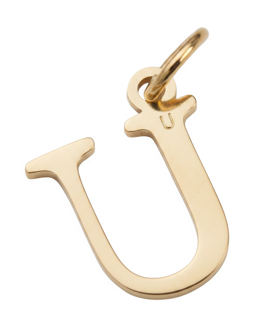 Elegant Initial Charm Gold U