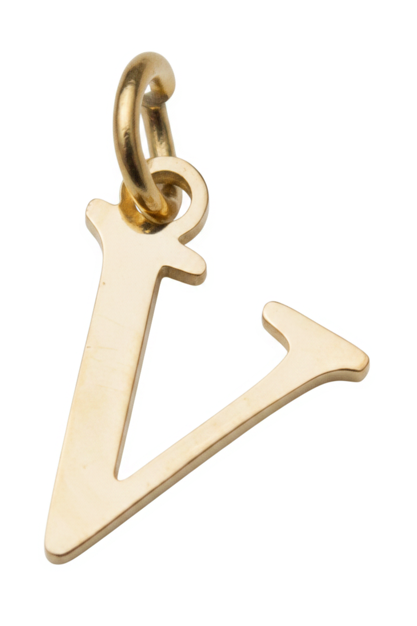 Elegant Initial Charm Gold V
