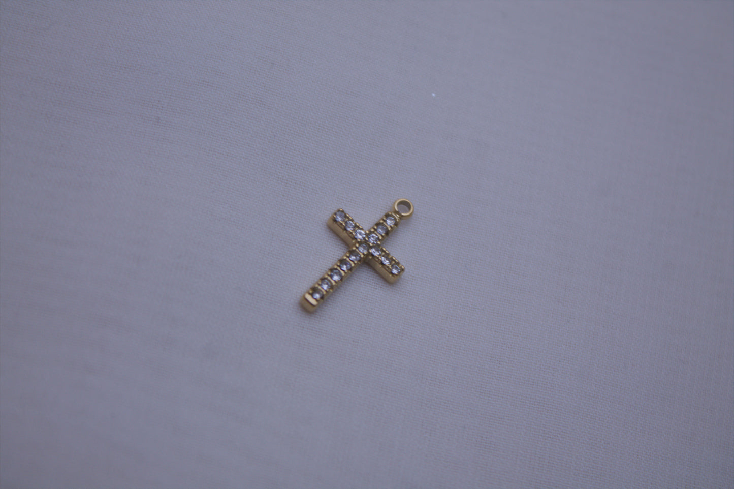 Classic Cross with Sparkling Gemstone Charm