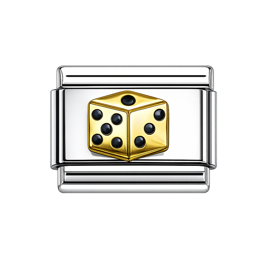 Gold Dice Silver Italian Charm — Gold