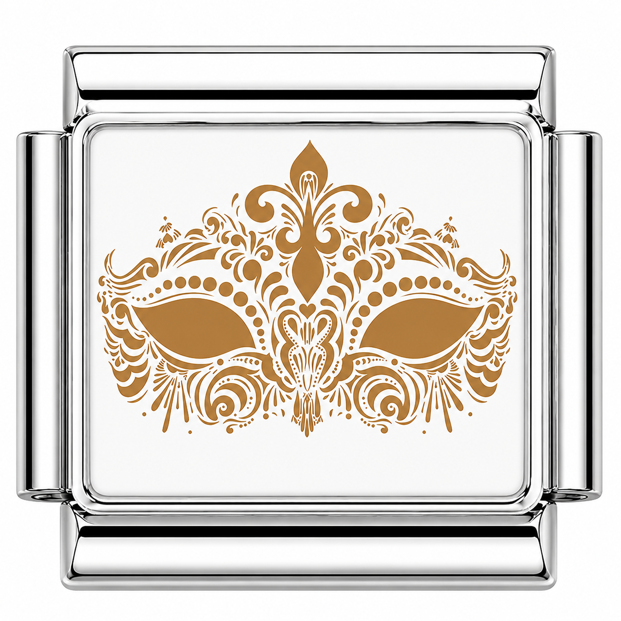 Gold masquerade mask silver Italian Charm — Gold