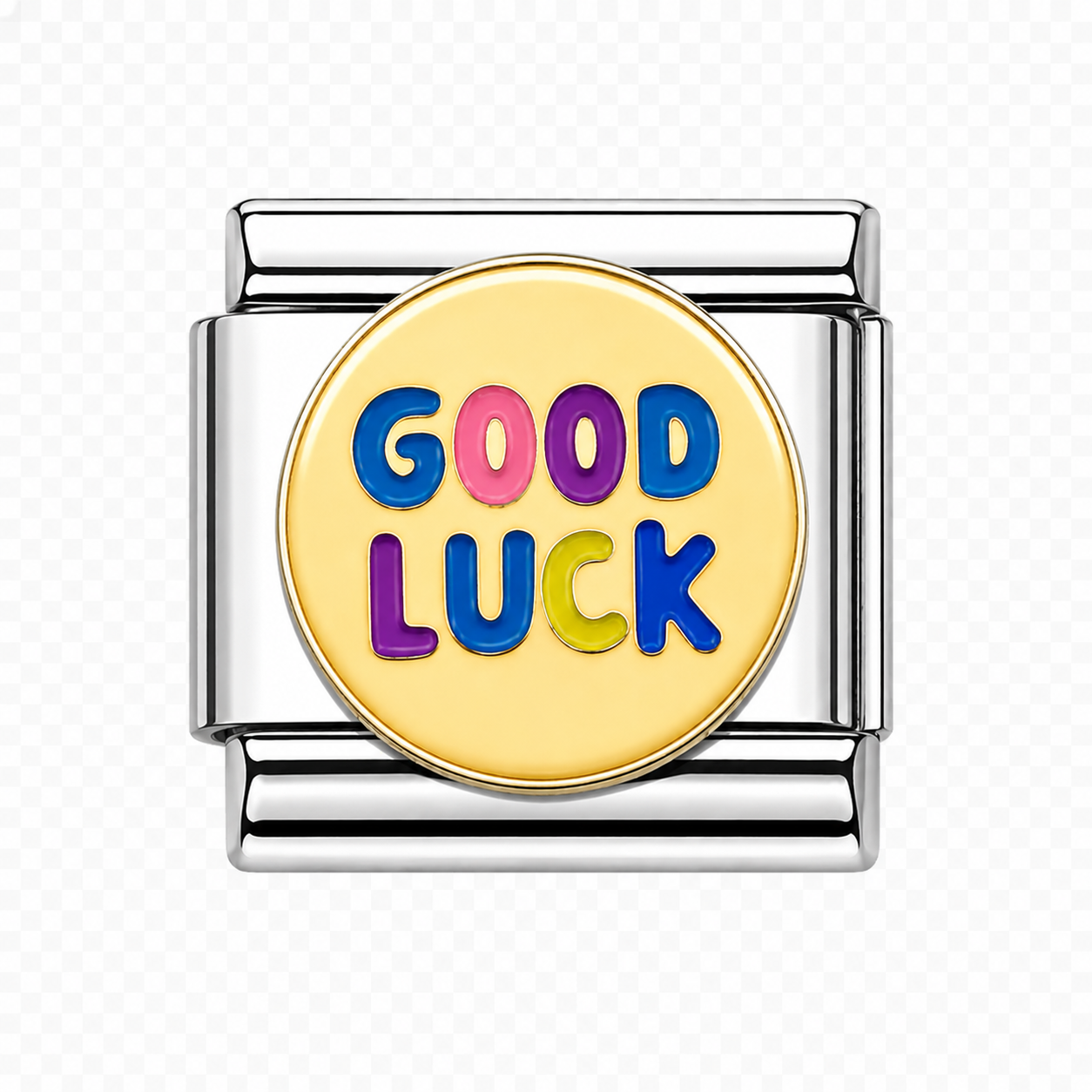 Good luck circle Italian Charm — Silver