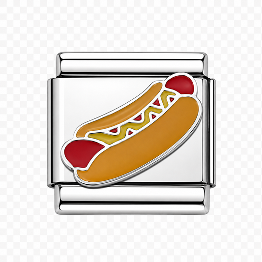 Hot dog Italian Charm — Silver