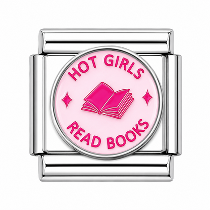 Hot girls read books Italian Charm — Silver