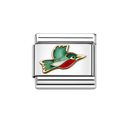 Humming Bird Italian Charm — Silver