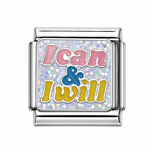 I can and i will sparkle Italian Charm — Silver