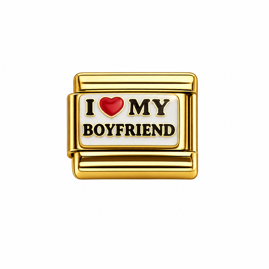 I love my boyfriend Italian Charm — Gold