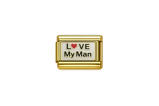 I love my man Italian Charm — Gold