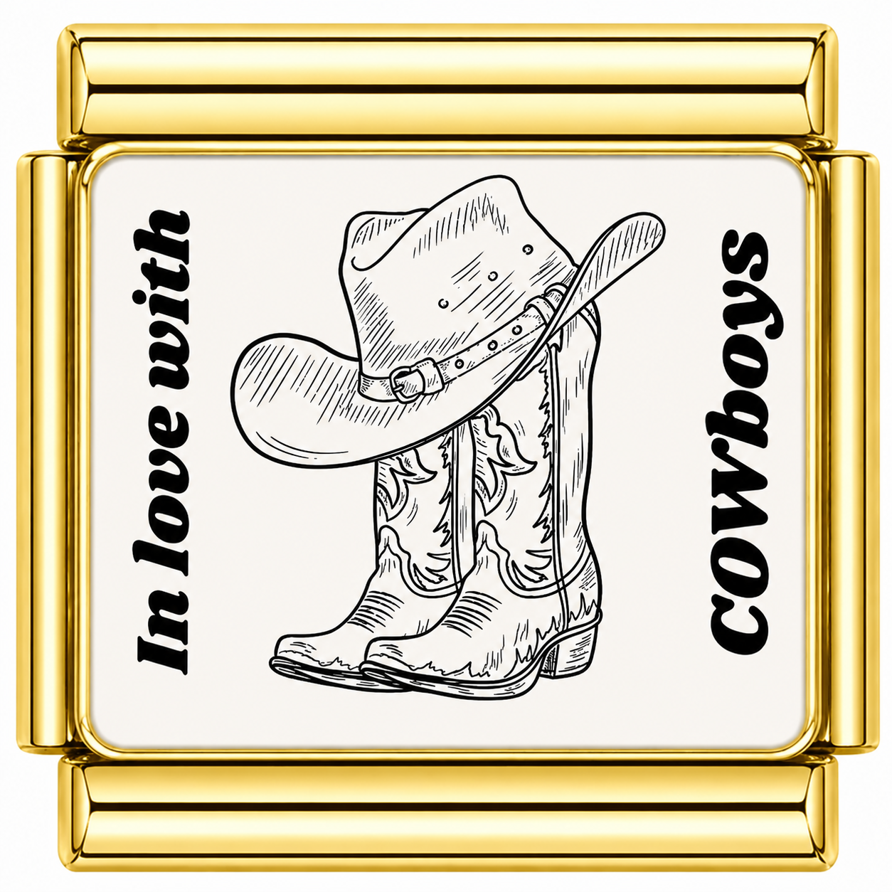 In love with cowboys Italian Charm — Gold