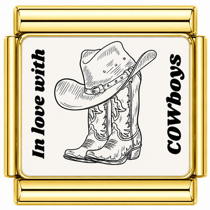 In love with cowboys Italian Charm — Gold