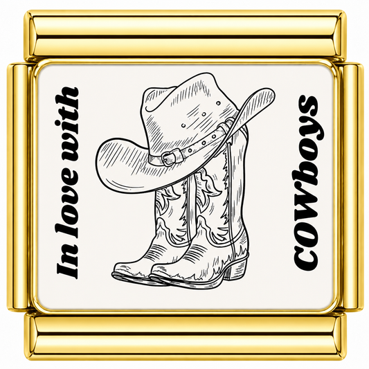 In love with cowboys Italian Charm — Gold