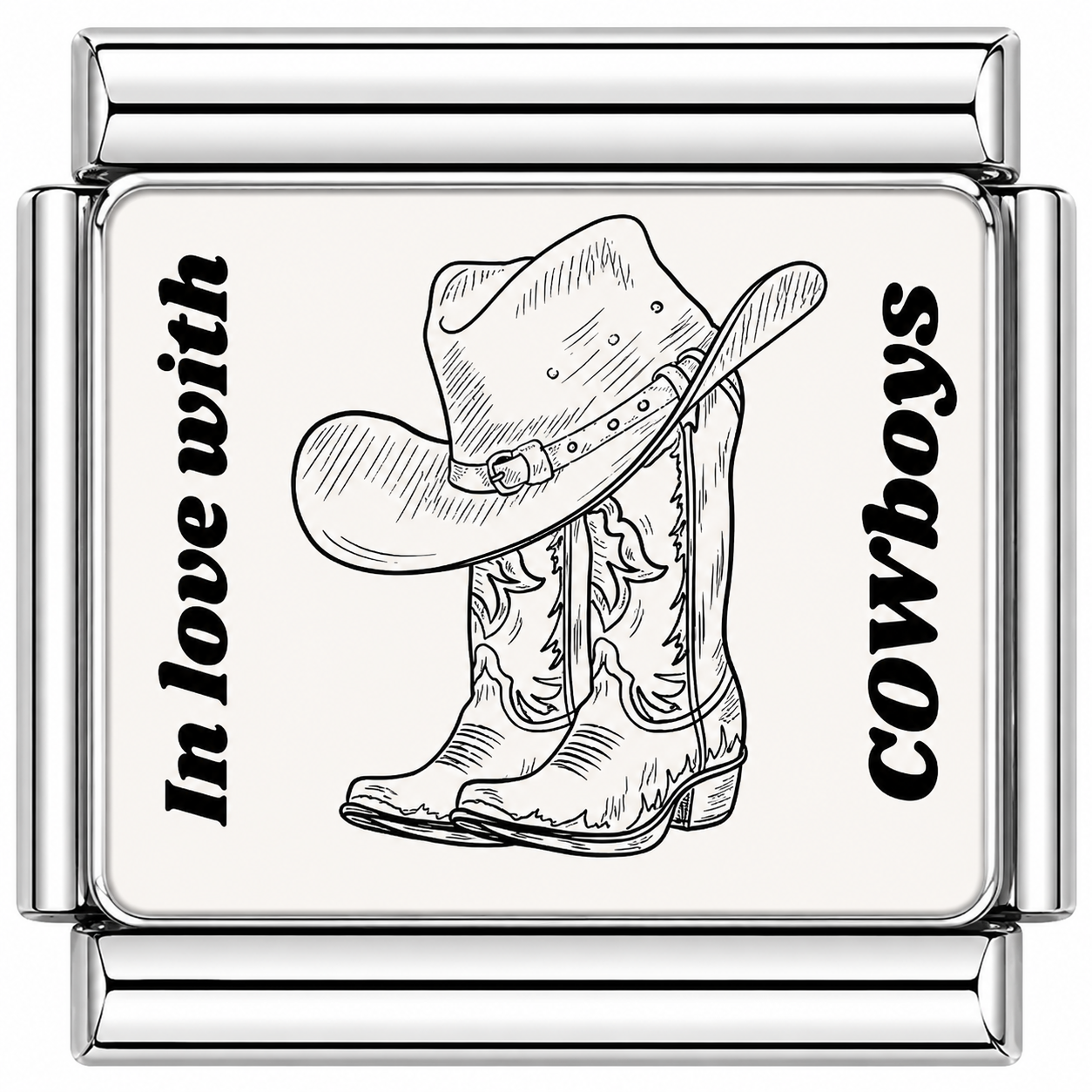 In love with cowboys Italian Charm — Silver