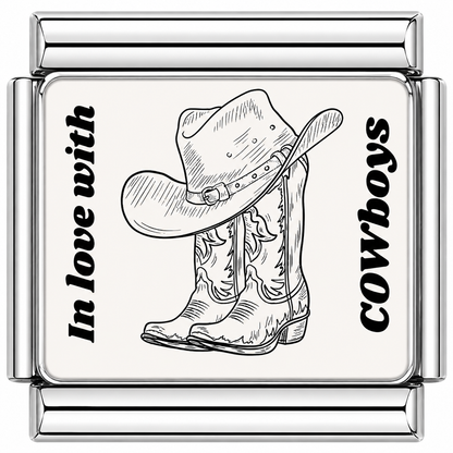 In love with cowboys Italian Charm — Silver