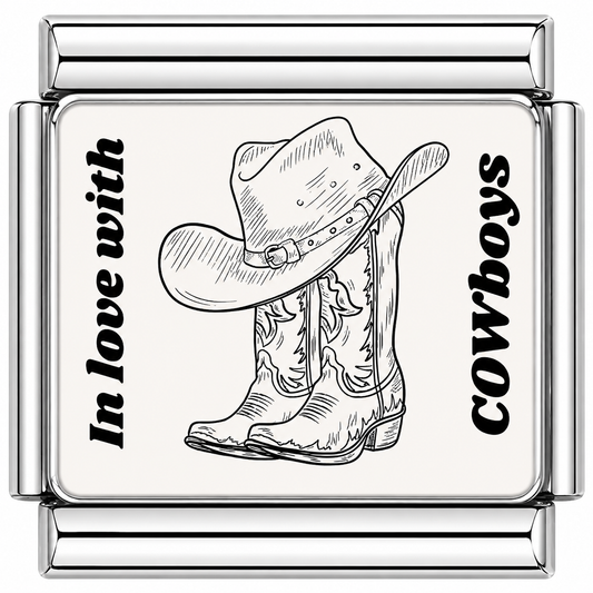 In love with cowboys Italian Charm — Silver