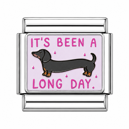 It s been a long day weiner dog Italian Charm — Silver