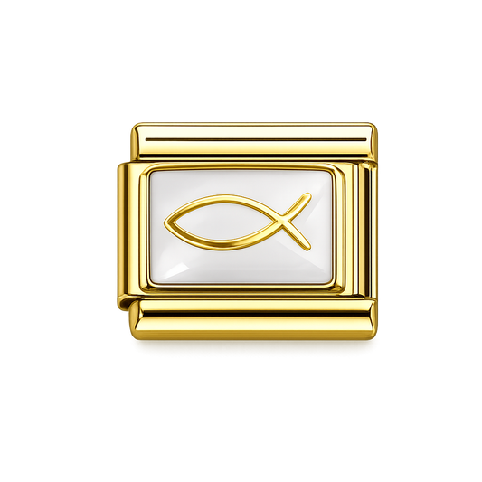 Jesus Fish Charm Italian Charm — Gold