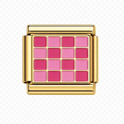 Light and dark pink checkers Italian Charm — Gold