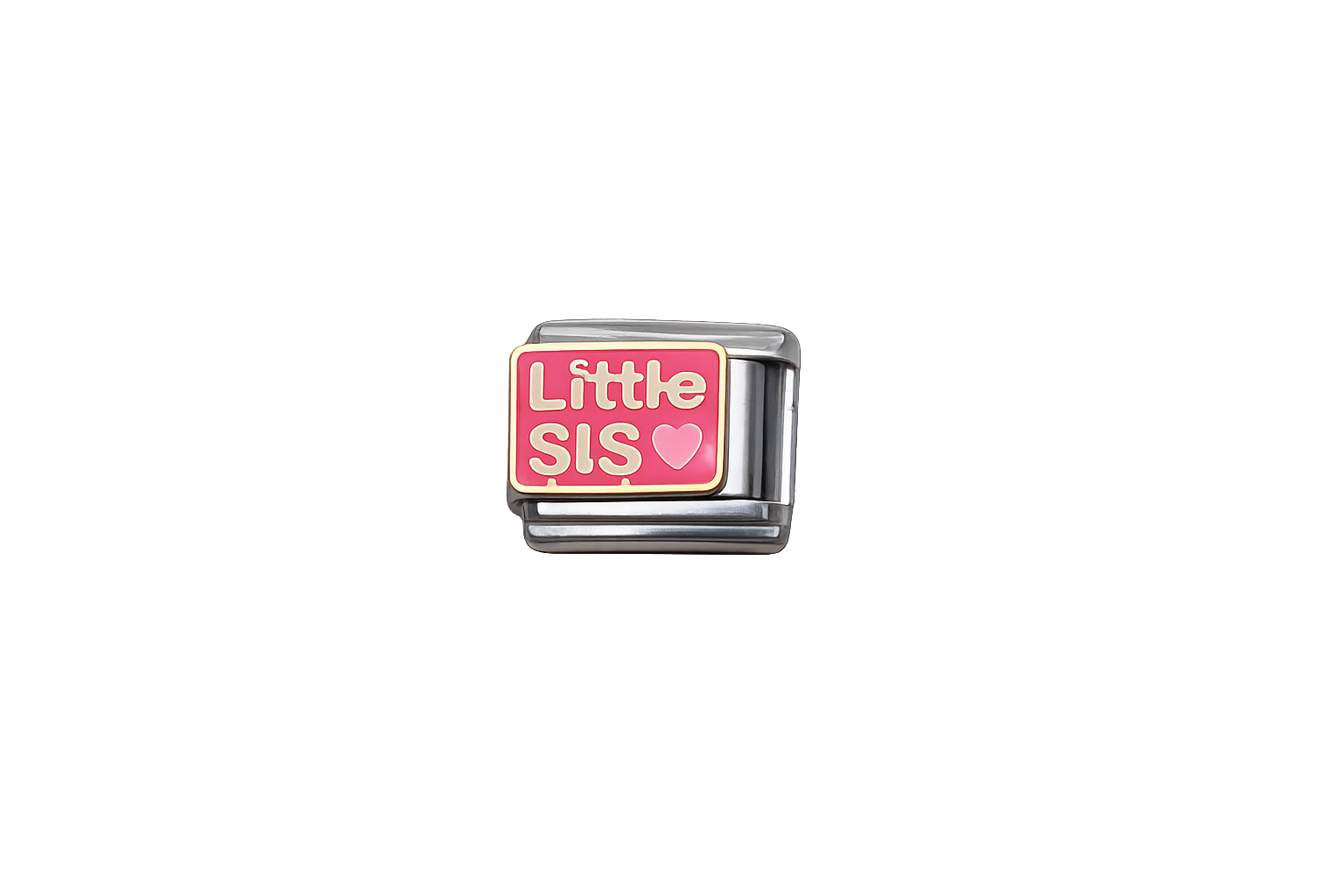 Little sis pink in Italian Charm — Silver