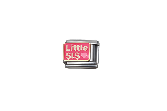 Little sis pink in Italian Charm — Silver
