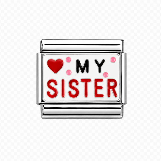 Love my sister Italian Charm — Silver