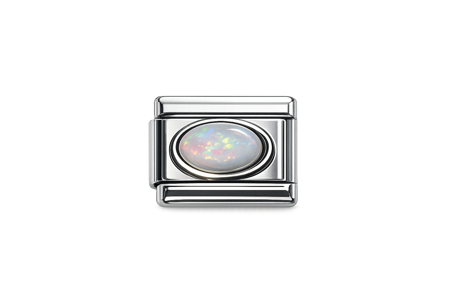 Opal Gemstone Italian Charm — Silver