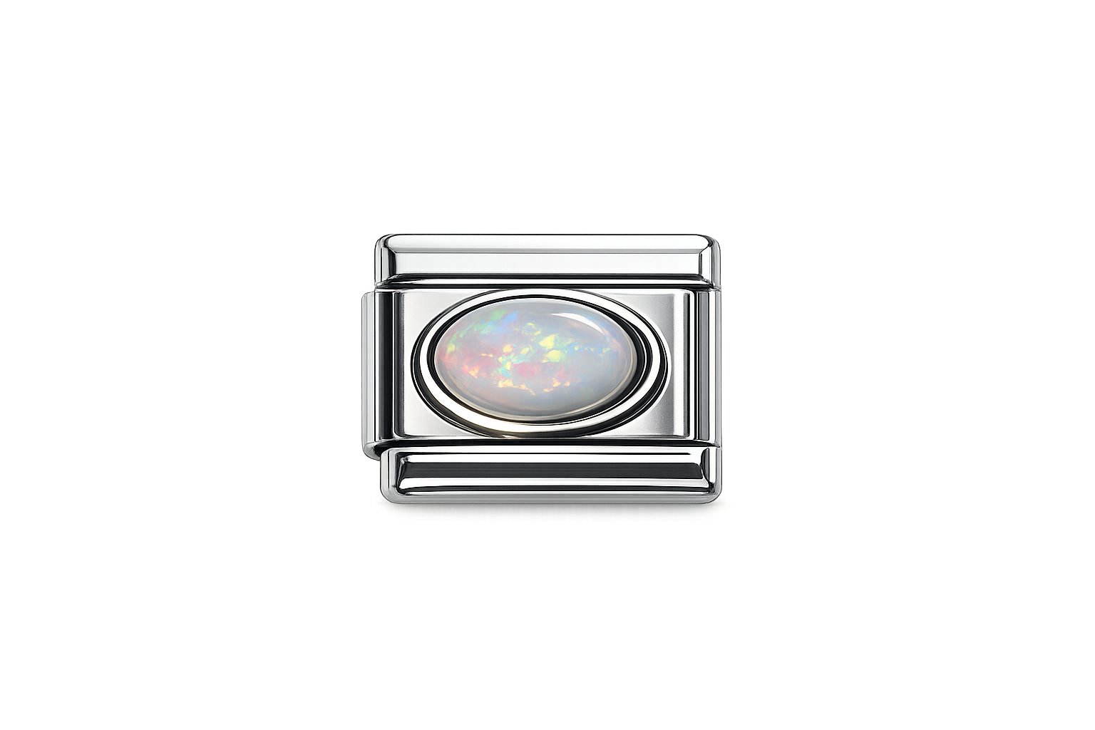Opal Gemstone Italian Charm — Silver