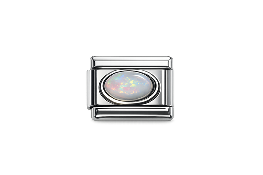 Opal Gemstone Italian Charm — Silver