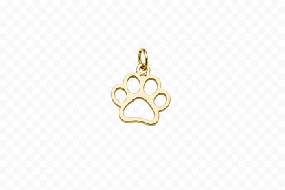 Classic Gold Paw Print outline Charm