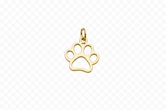 Classic Gold Paw Print outline Charm
