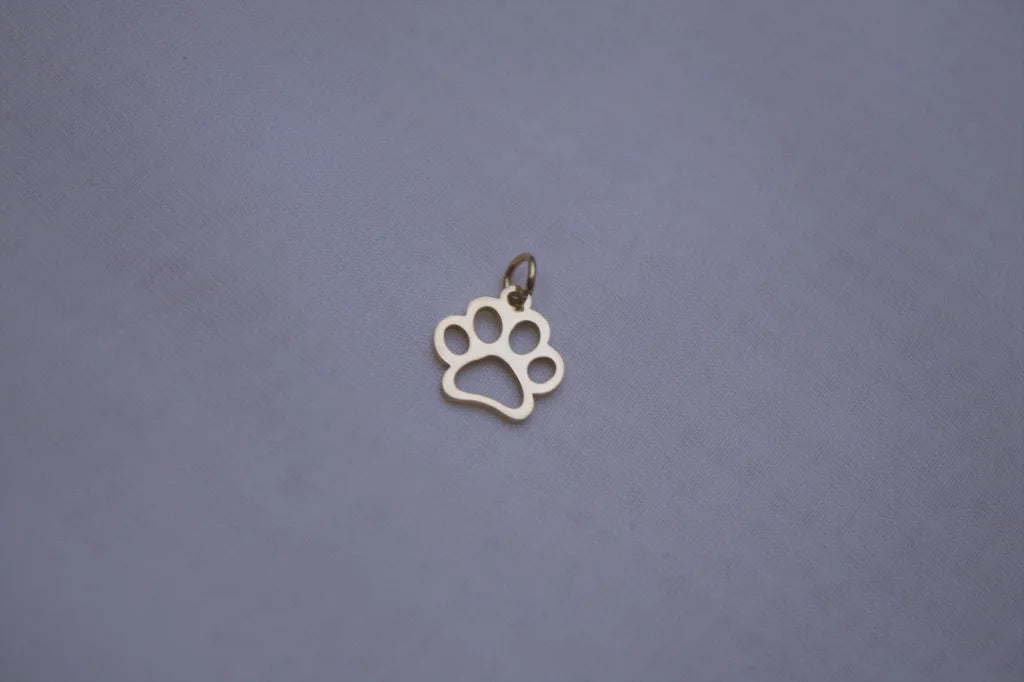 Classic Gold Paw Print outline Charm