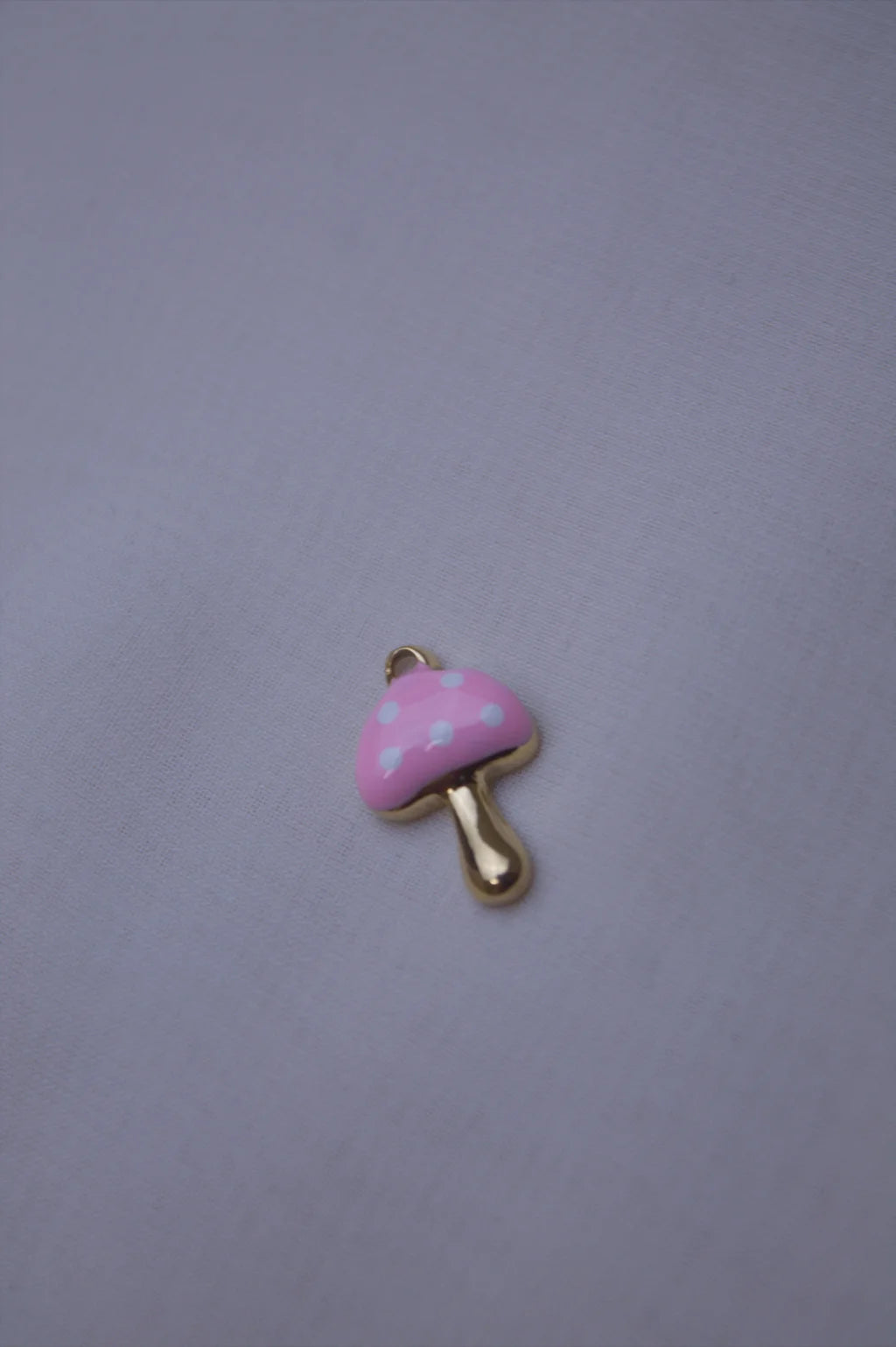 Pink with white Dots Enamel Mushroom Charm
