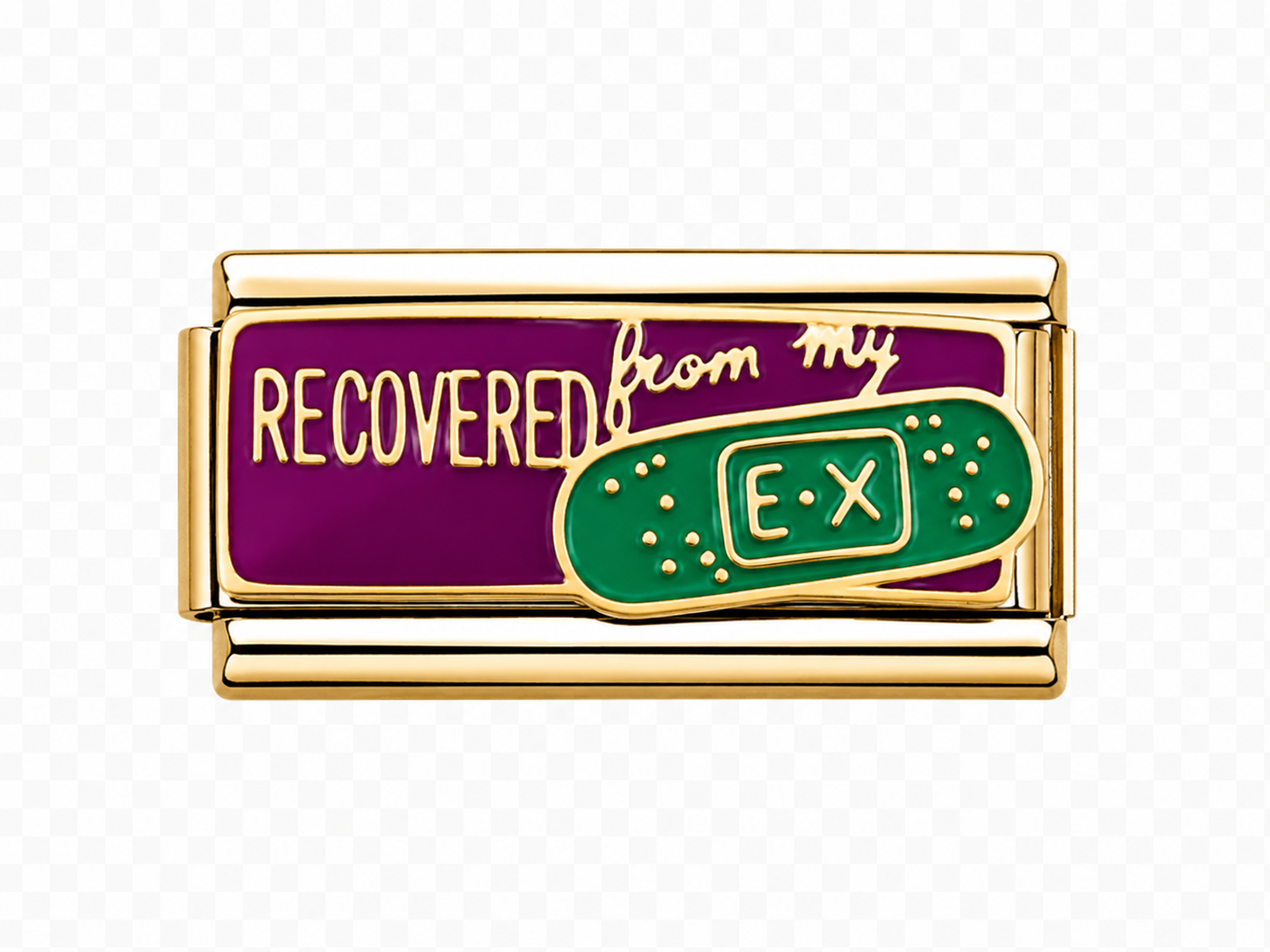 Recovered from my ex green bandaid Italian Charm — Gold