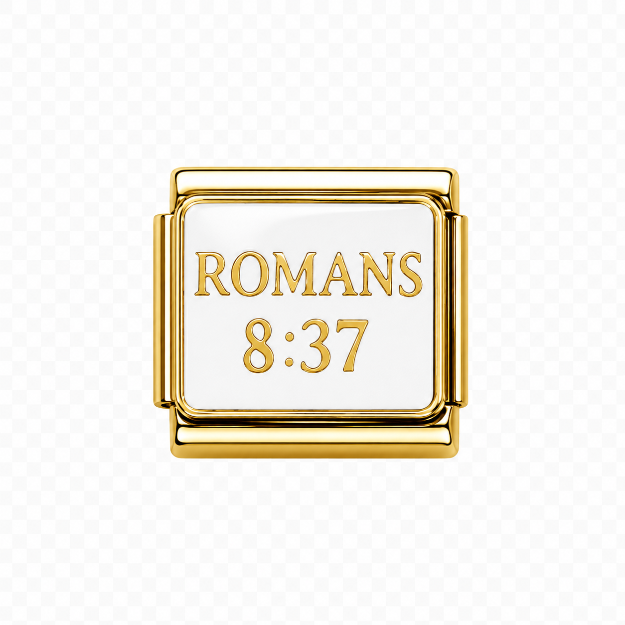 Romans 8.37 Italian Charm — Gold