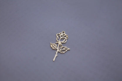 Classic Rose with Stem Gold Charm