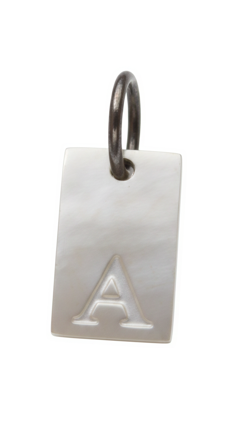 Square Initial Charm Silver A