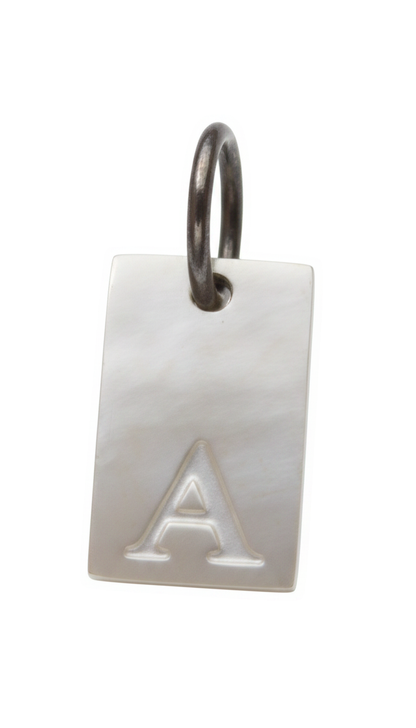 Square Initial Charm Silver A