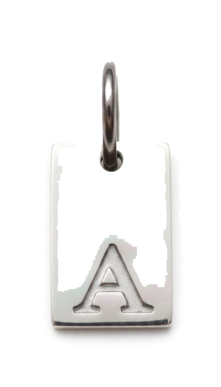 Square Initial Charm Silver A