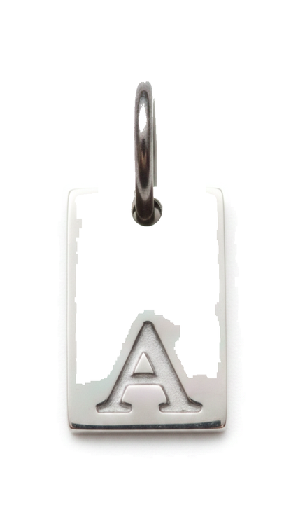 Square Initial Charm Silver A